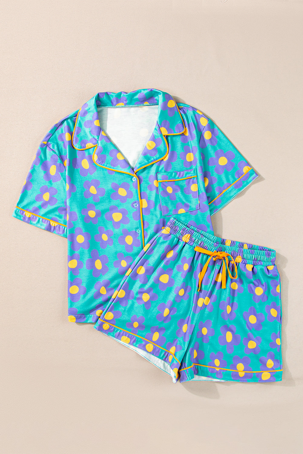 Floral Print Short Sleeve Pajama Set