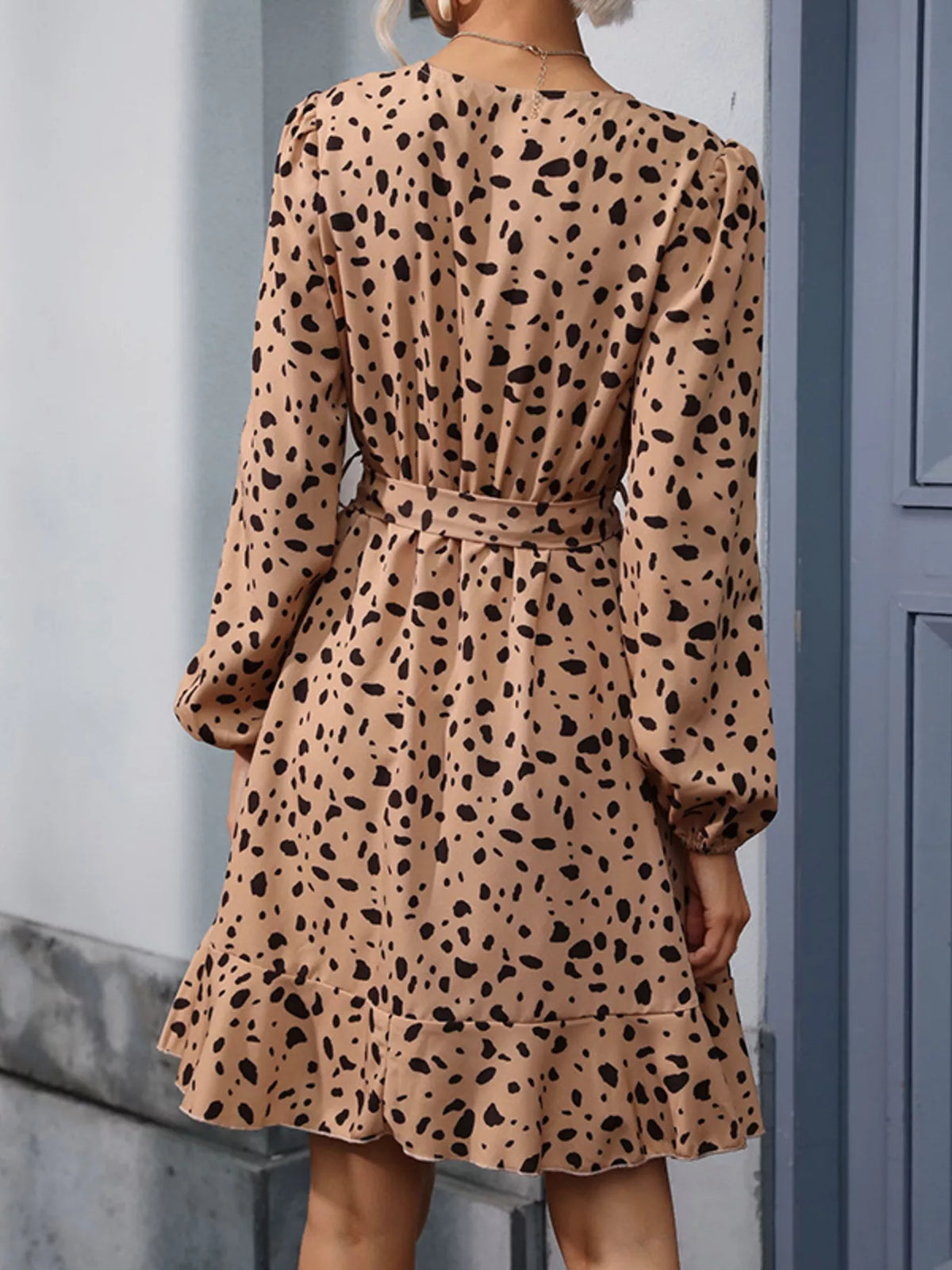 Leopard Print Surplice Wrap Mini Dress