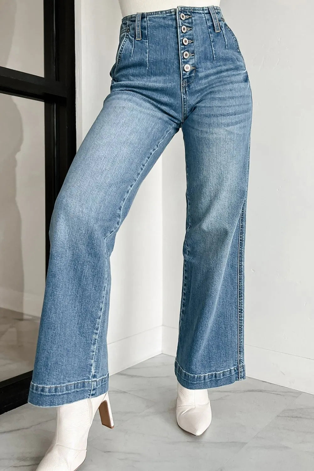 Button Fly High Waist Jeans - The Eggy's store