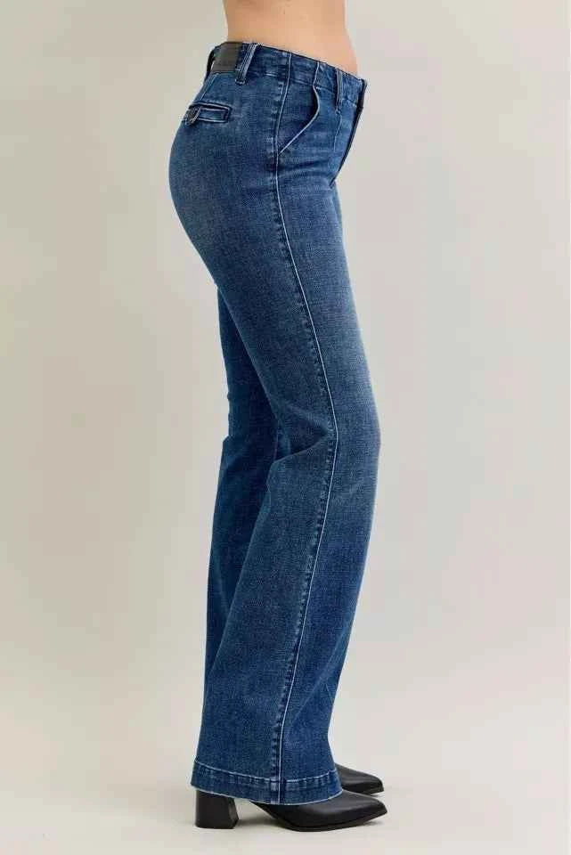 Judy Blue Full Size Mid Rise Bootcut Jeans with Welt Pockets Plus Size