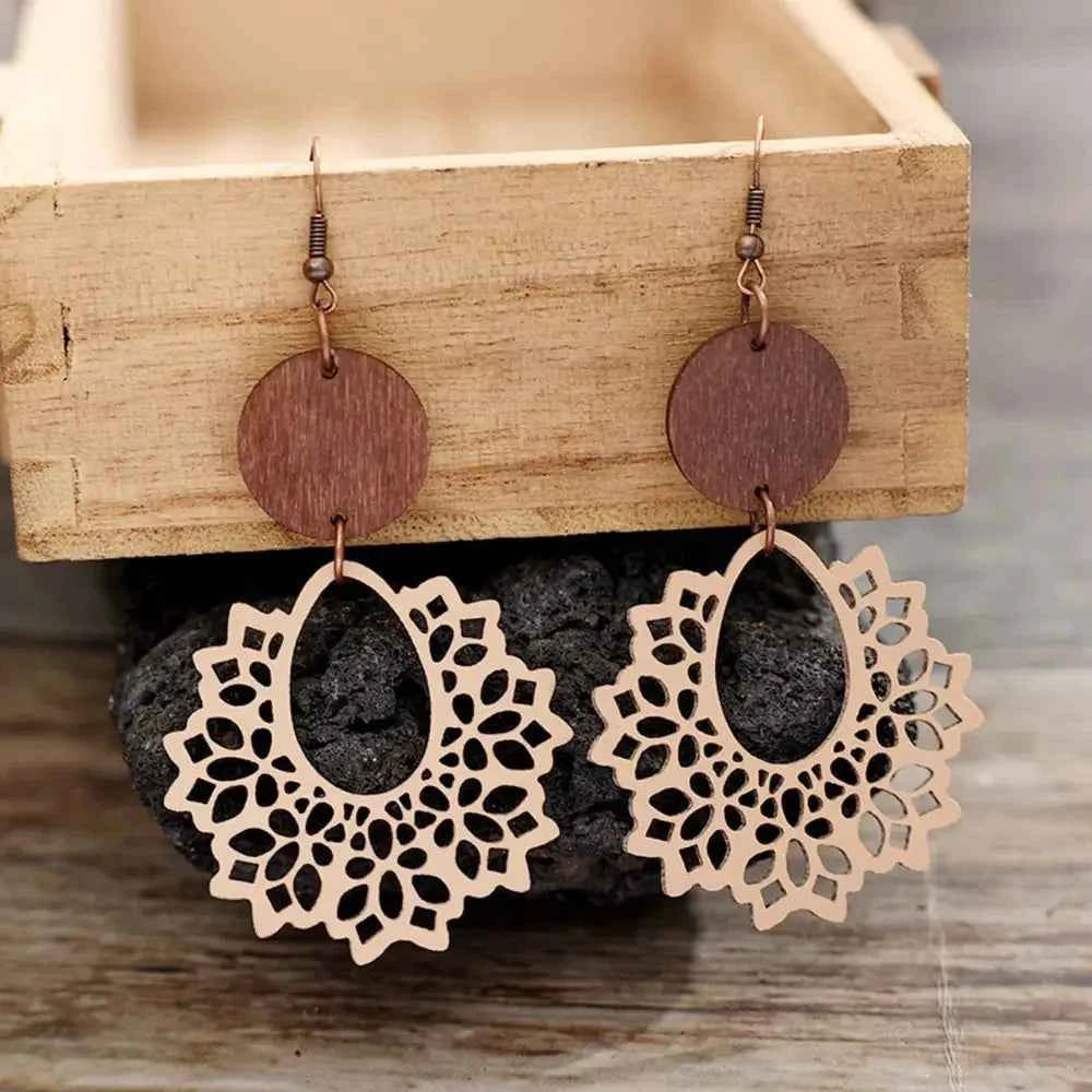 Boho Mandala Geometric Cutout Dangle Earrings