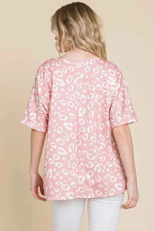 BOMBOM Loose Fit Animal Print Soft Knit Top