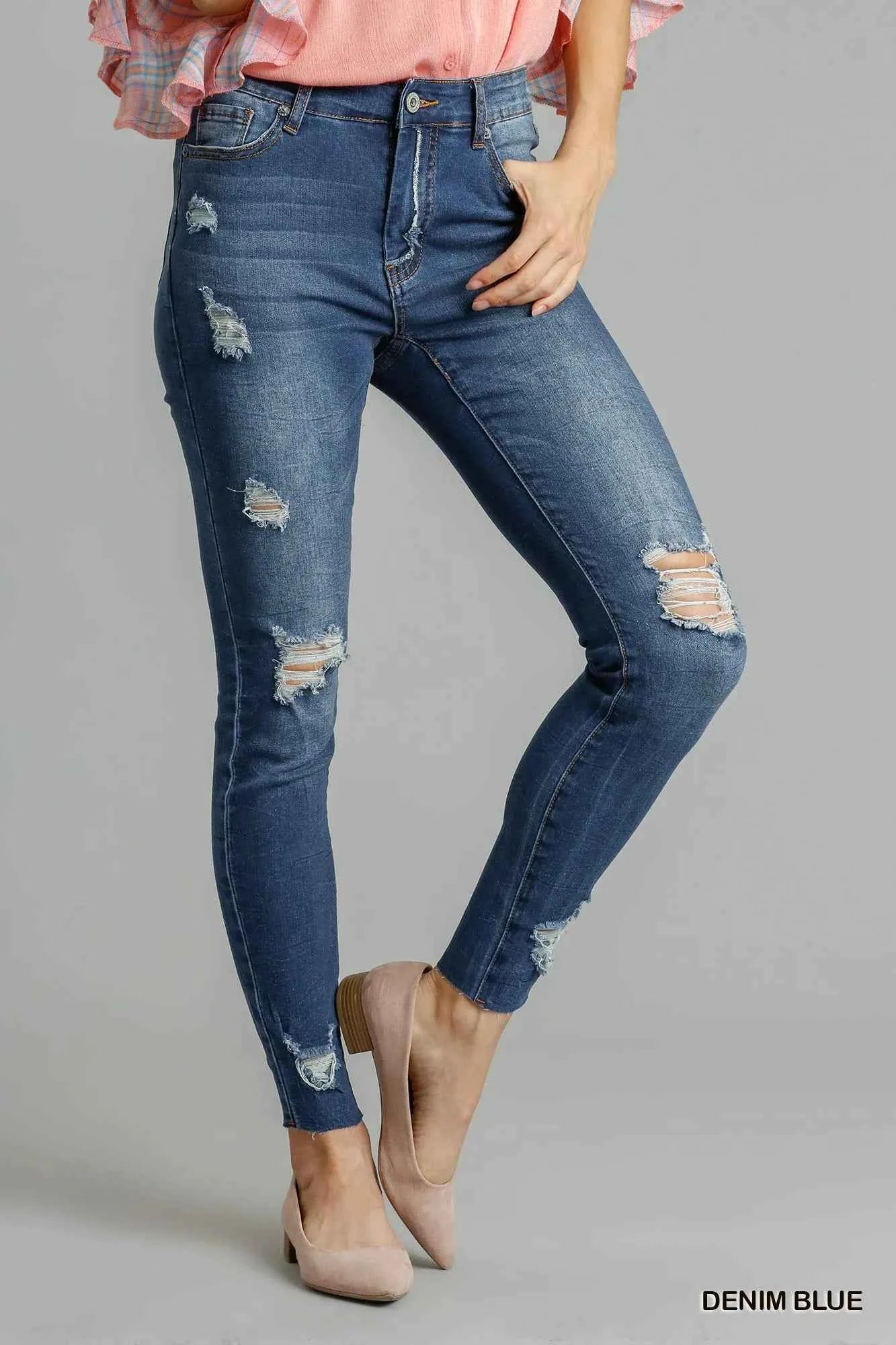 Umgee Distressed Skinny Jeans with Pockets