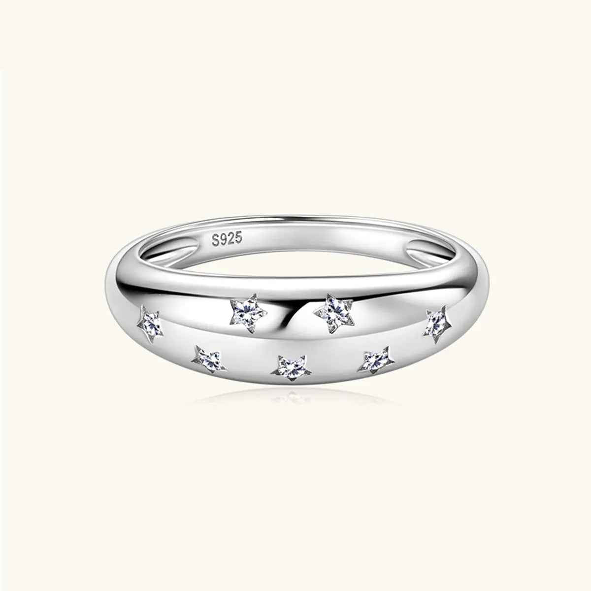 925 Sterling Silver Inlaid Moissanite Star Ring
