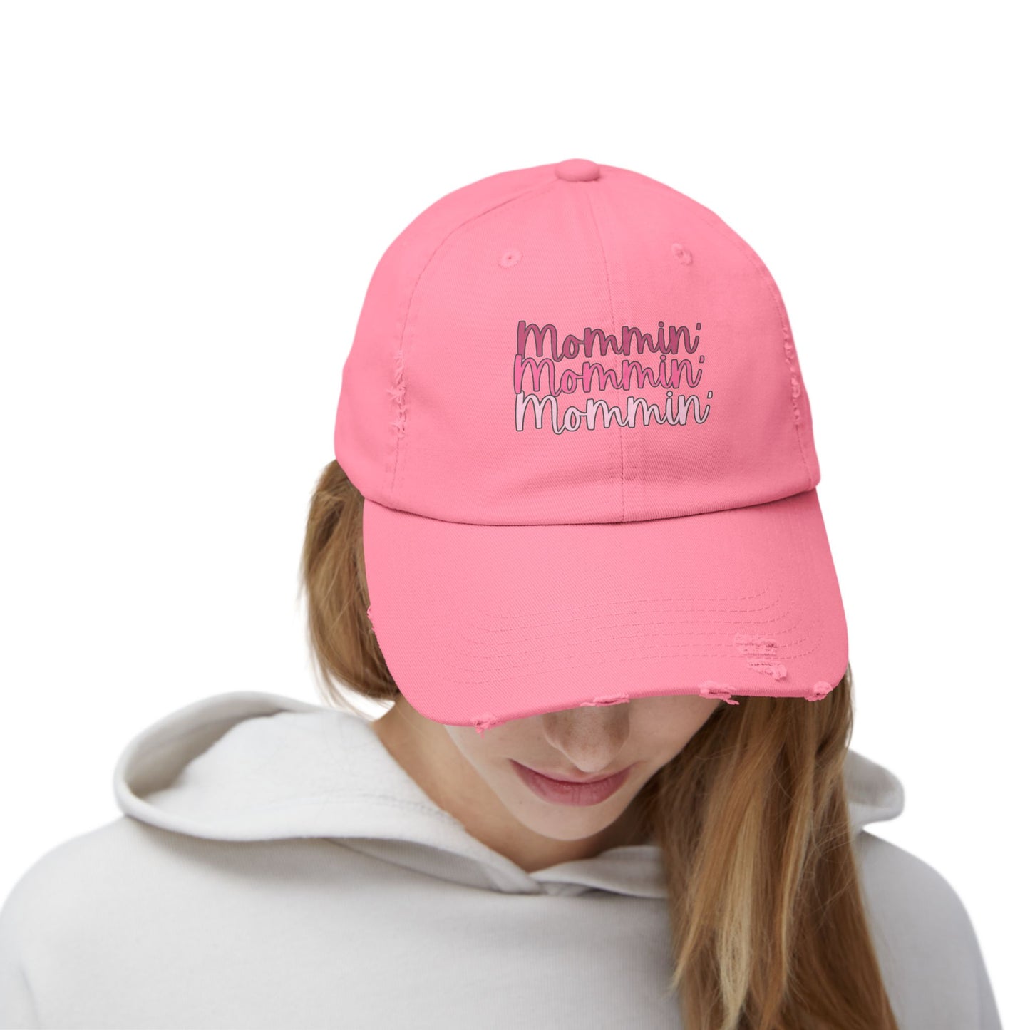 Mommin' Unisex Distressed Cap - Fun Gift for Moms, Trendy Summer Hat, Everyday Wear, Parenting Gift, Casual Cap - The Eggy's store