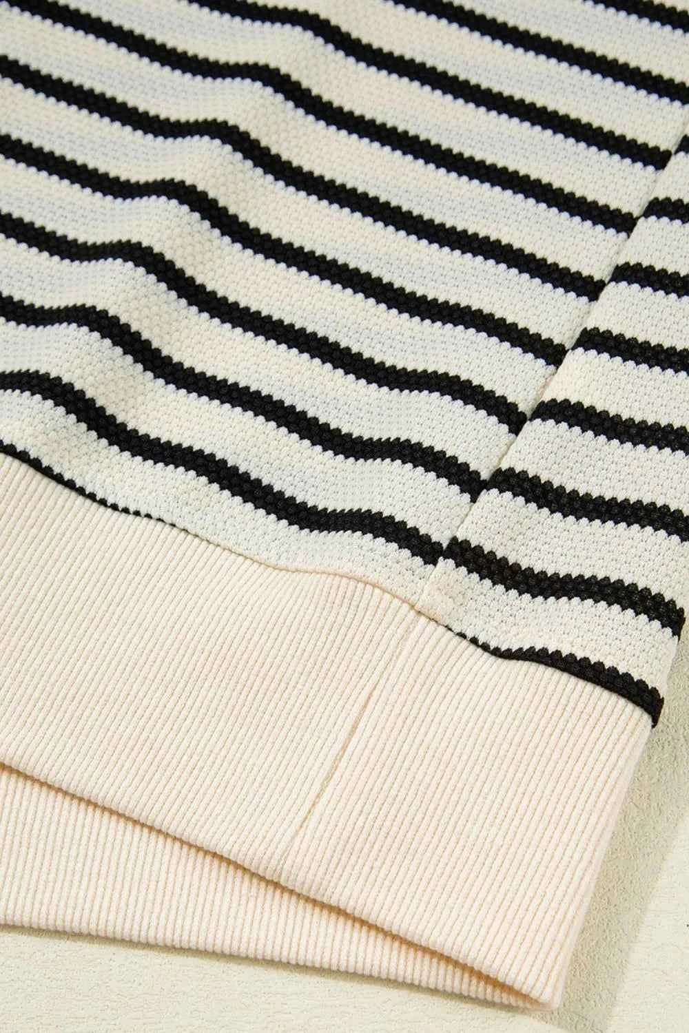 Striped Round Neck Ruffle Sleeve Blouse