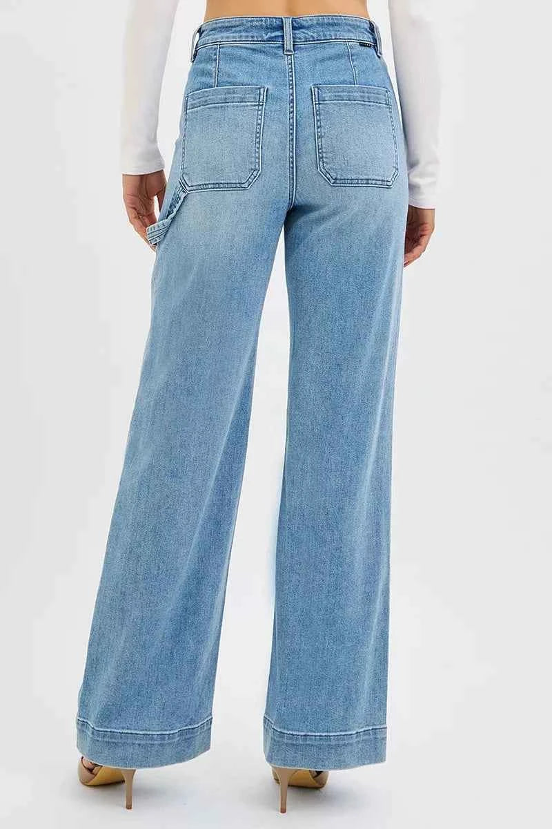 RISEN Full Size High Rise Straight Leg Jeans with Front Pockets Plus Size
