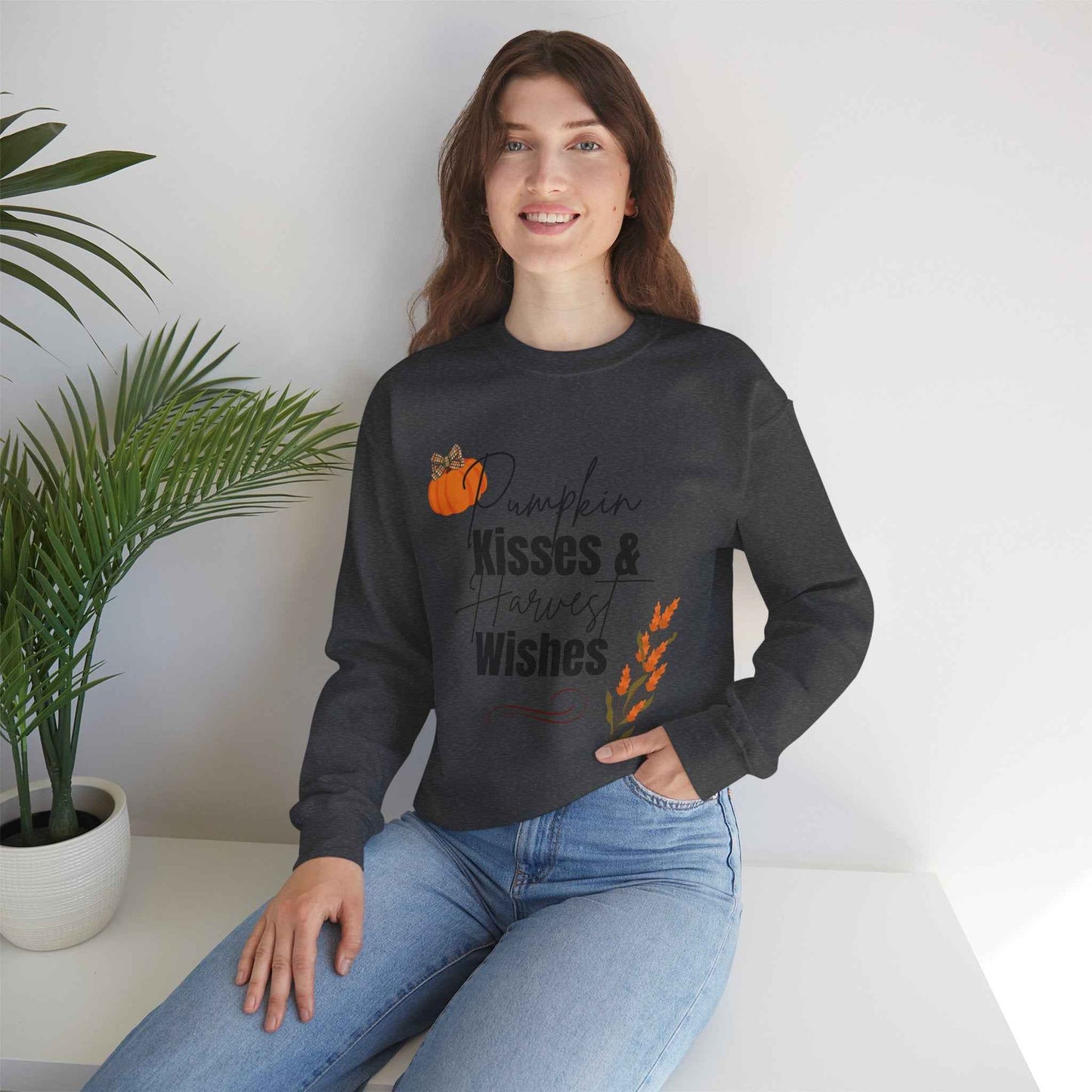 Pumpkin Kisses: Adult Crewneck Sweatshirt