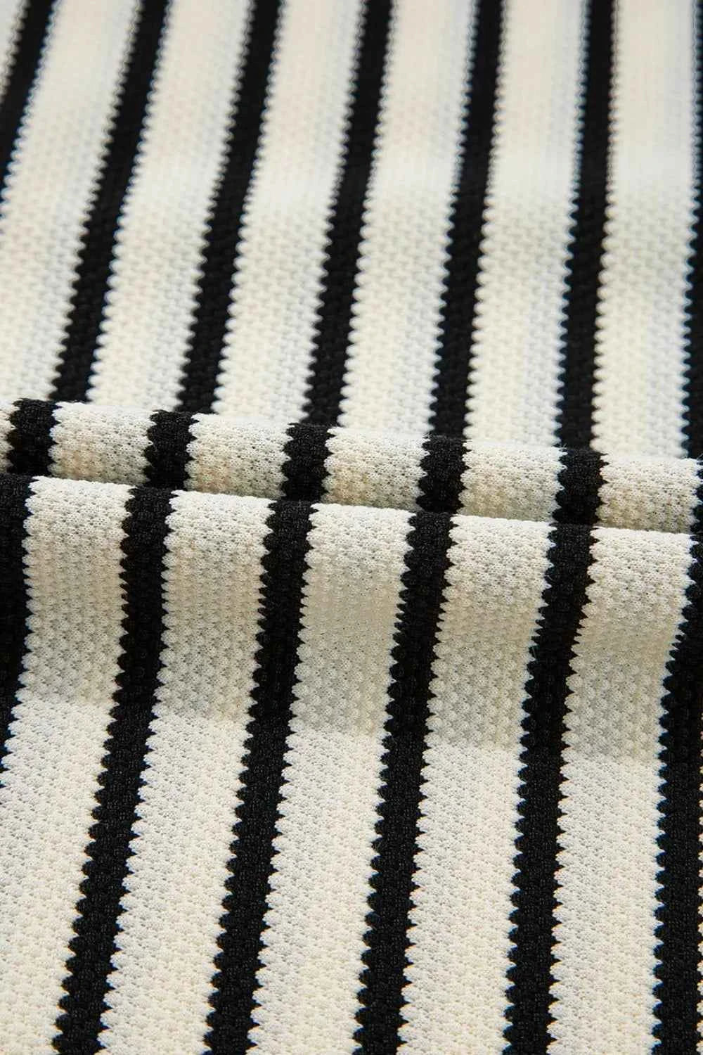 Striped Round Neck Ruffle Sleeve Blouse