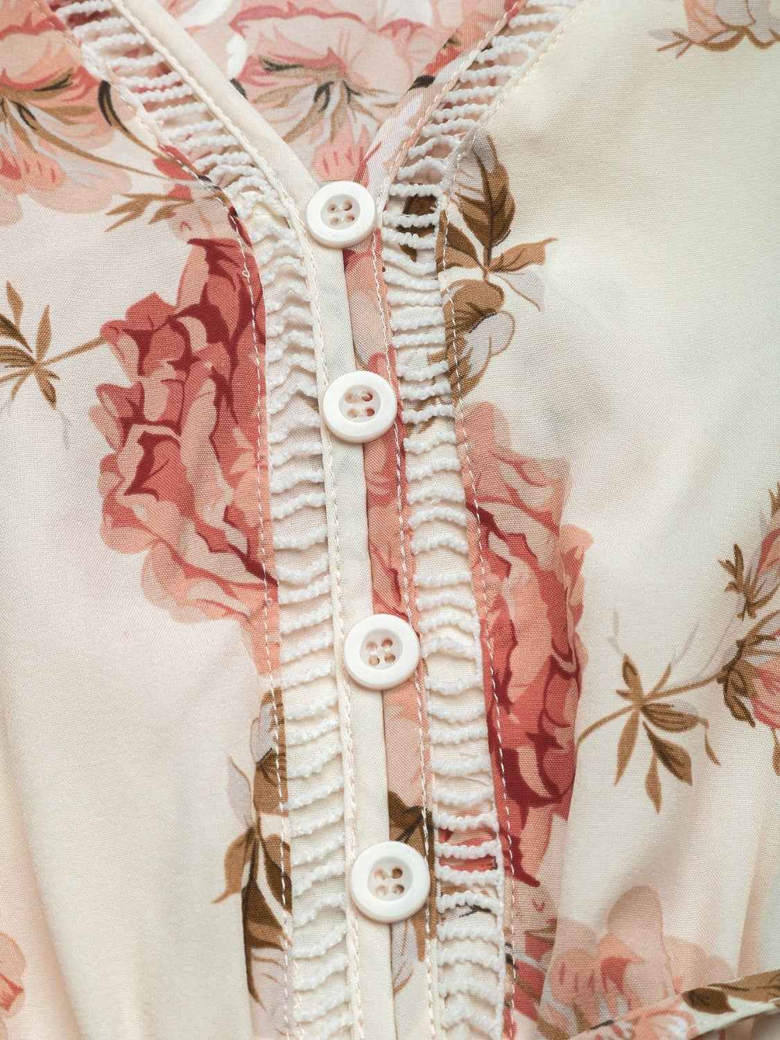 Printed Ruffled Hem V-Neck Sleeveless Dress