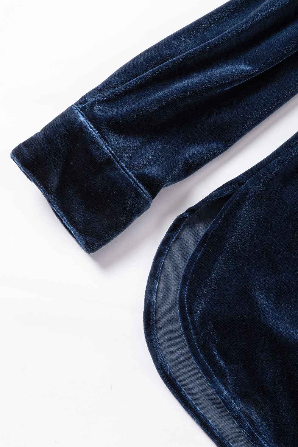 Green Frilled Neck Buttoned Front Velvet Wome Top