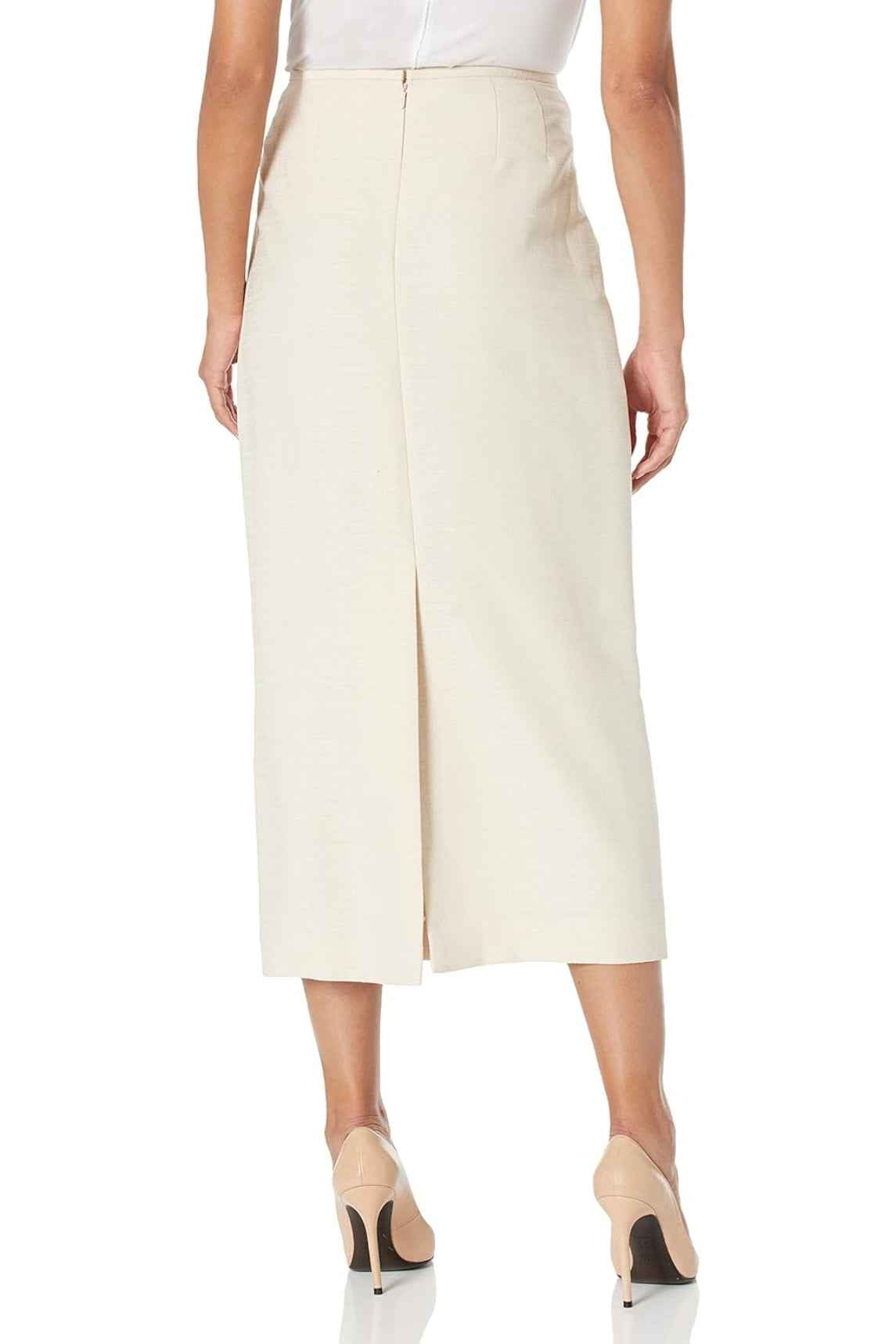 Le Suit Shimmer Tweed One Button No Pocket Jacket and Column Skirt Set