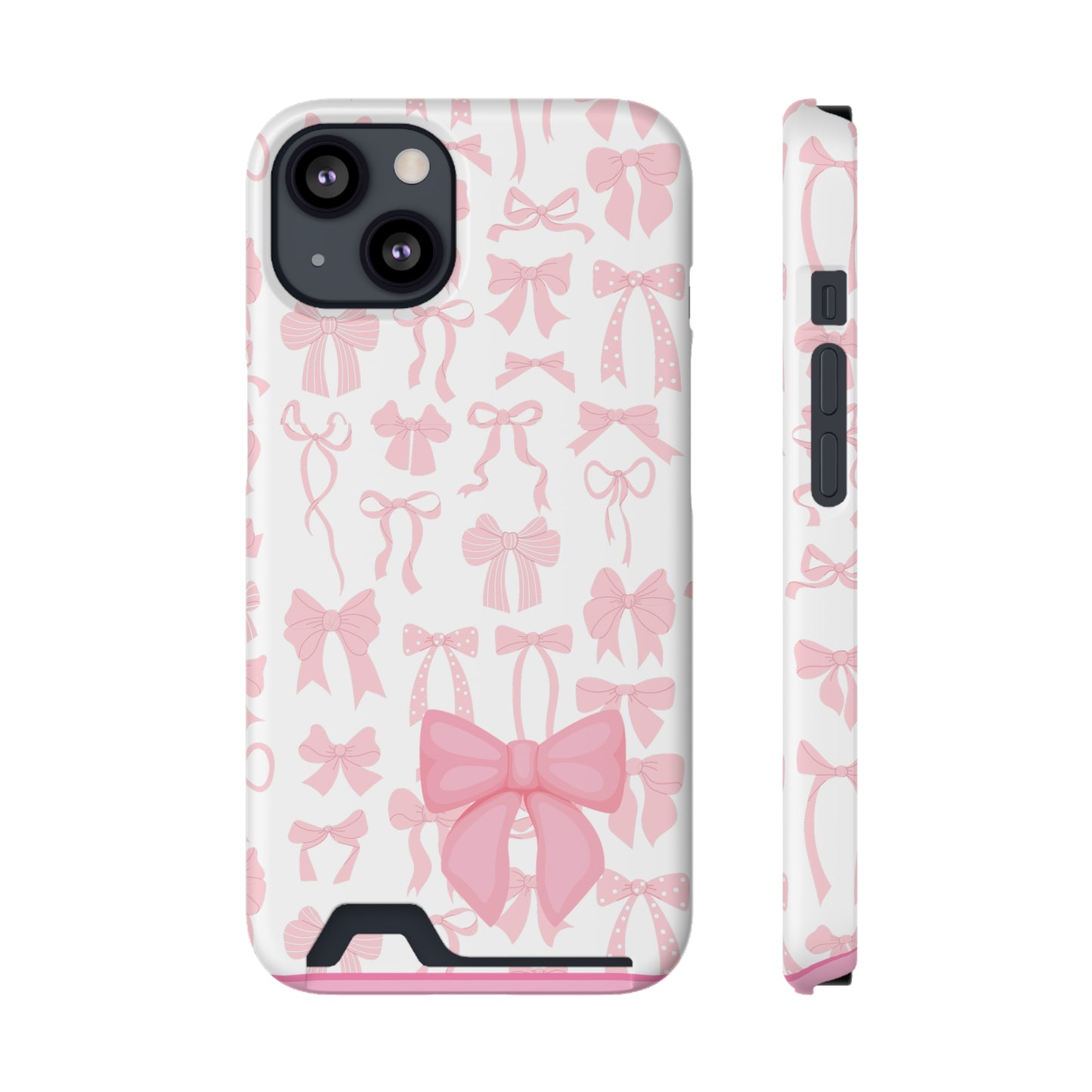 Pink Bow Phone Case with Card Holder - Stylish and Functional - The Eggy's store