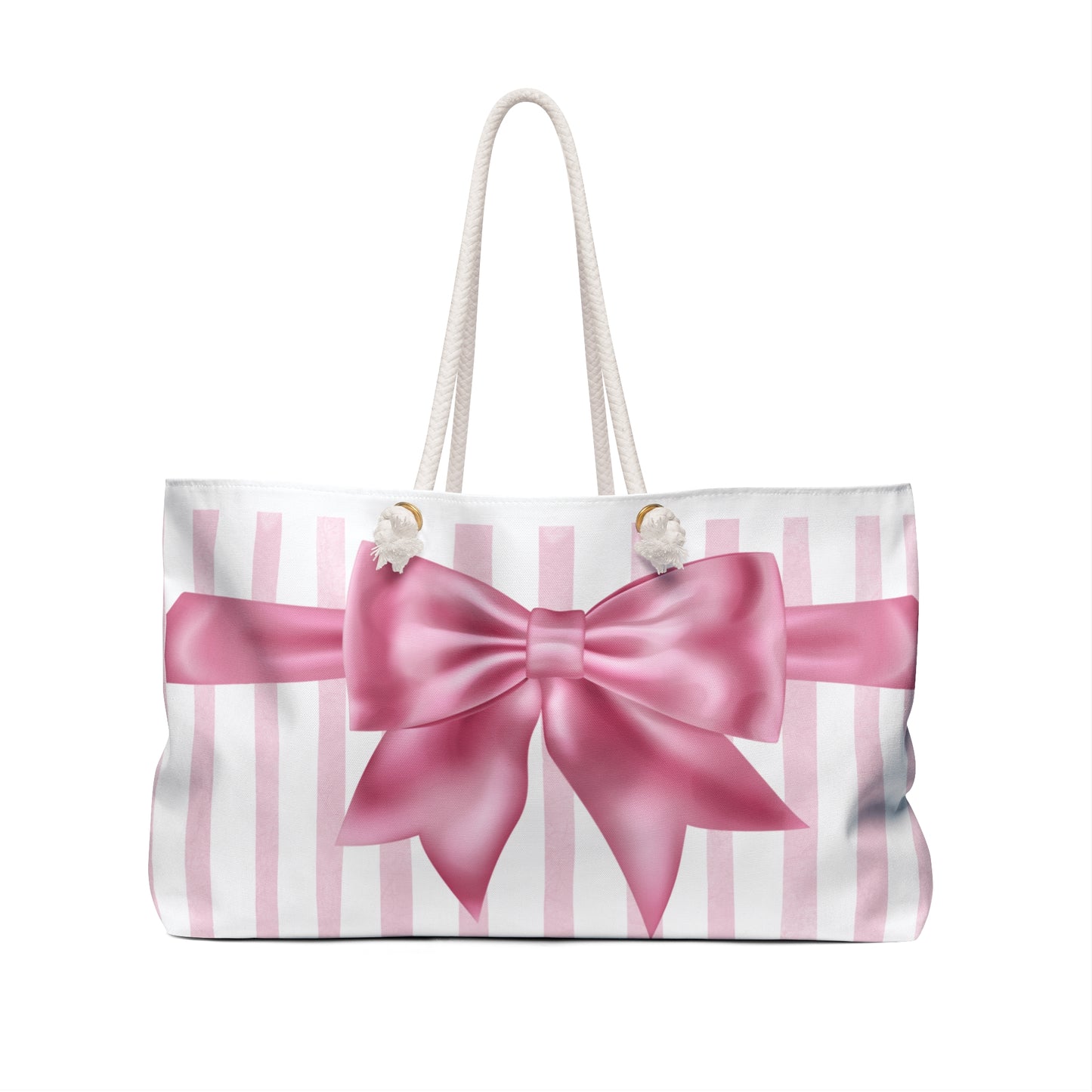 Weekender Bag Pink Bow and Stripes Design - The Eggy's store