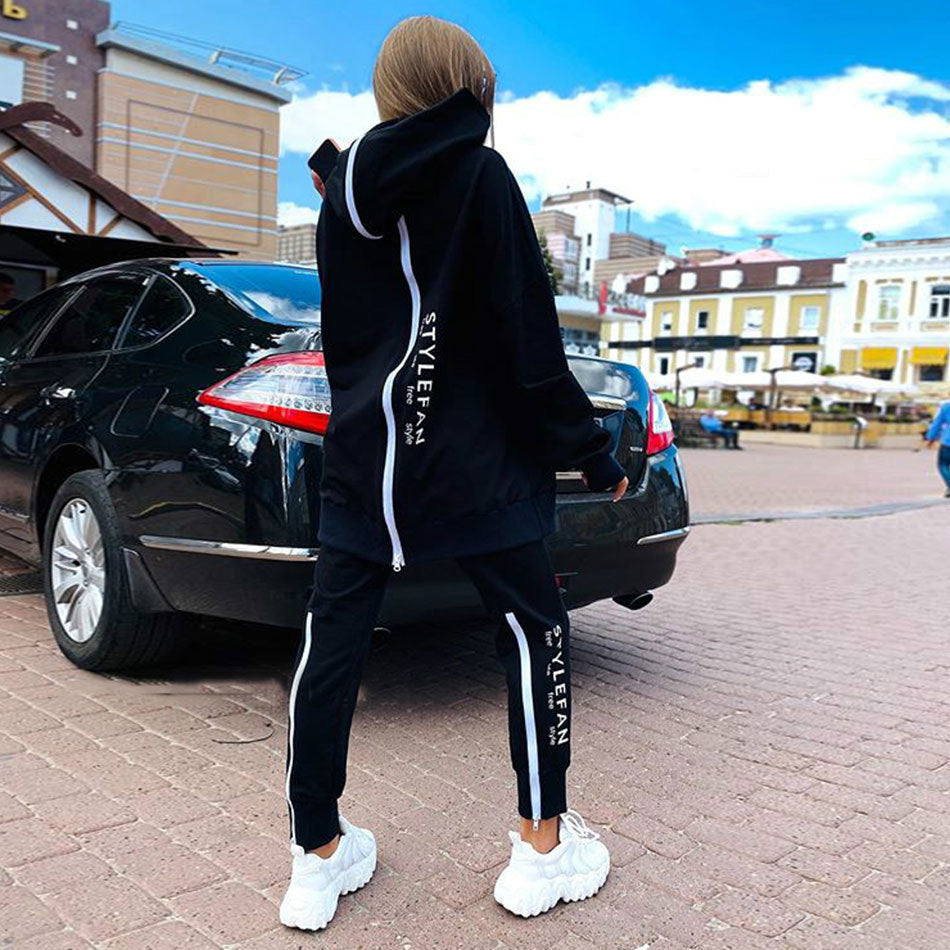 Long Hoodie Sweatsuit Jogger Pantsuit - Comfortable Outfit - The Eggy's store