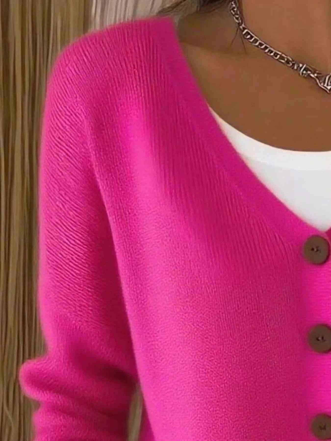 Full Size V-Neck Button-Down Knit Sweater Plus Size