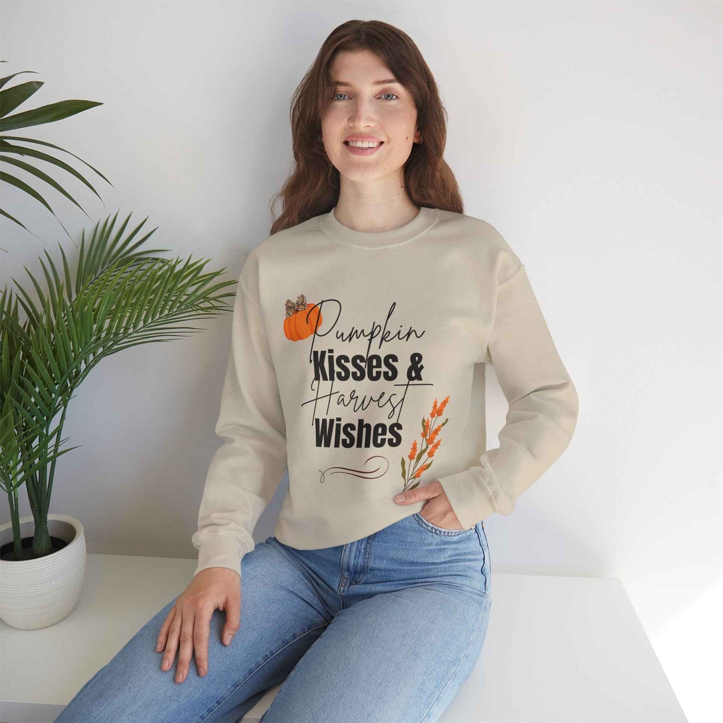 Pumpkin Kisses: Adult Crewneck Sweatshirt