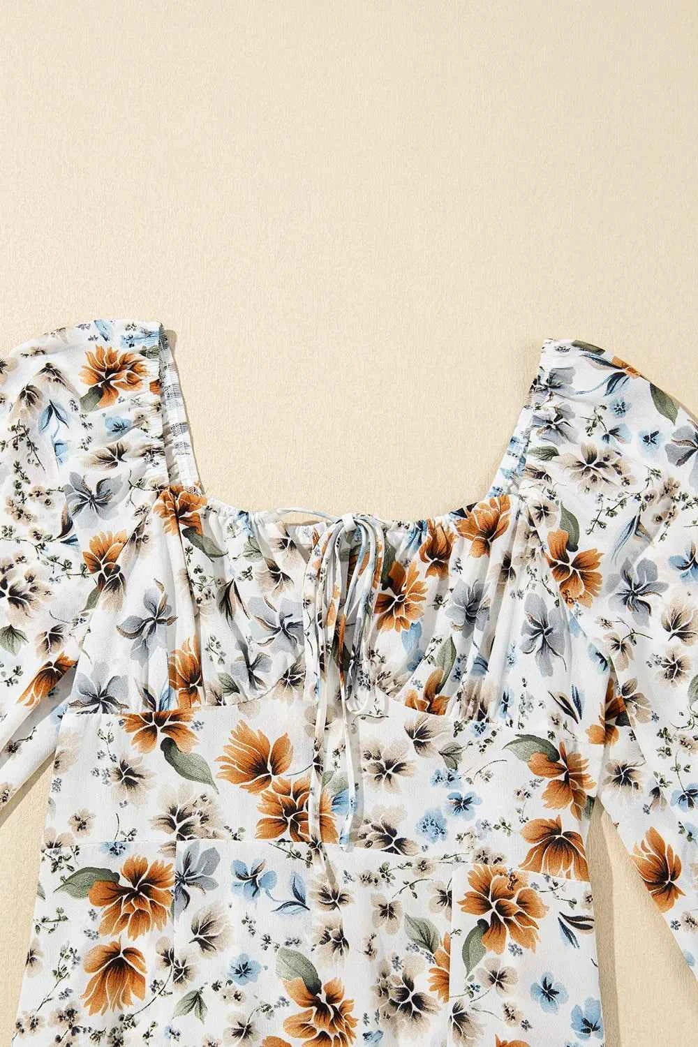 Floral Print Flounce Sleeve Midi Dress