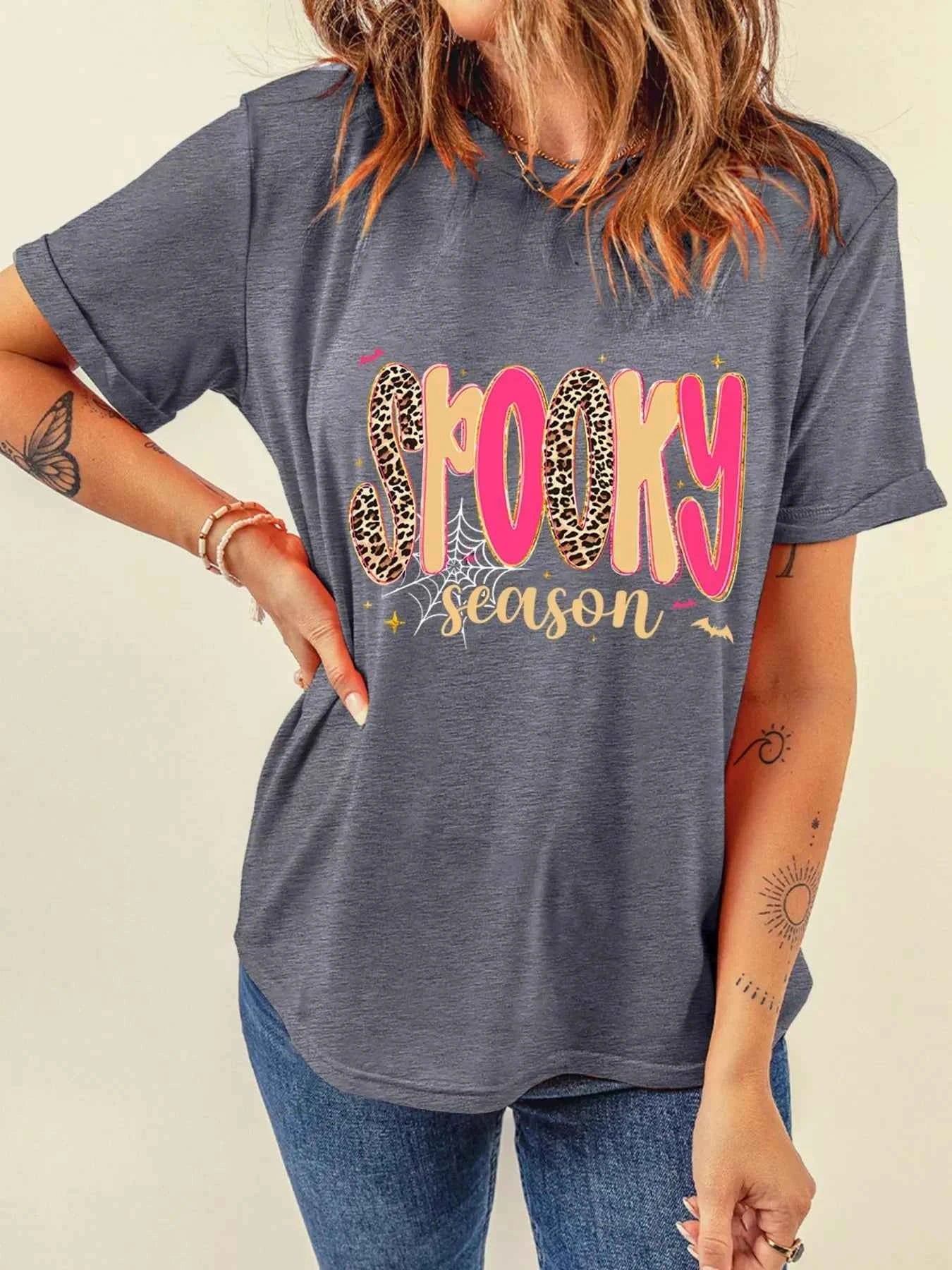 Plus Size Spooky Season Halloween Graphic T Shirt