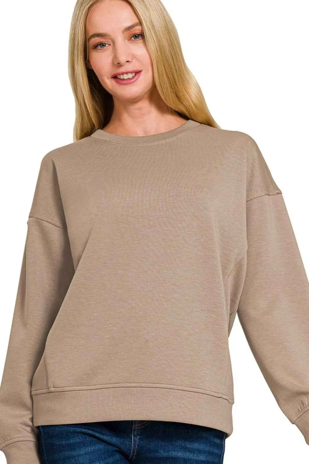 Zenana Scuba Round-neck Sweatshirts