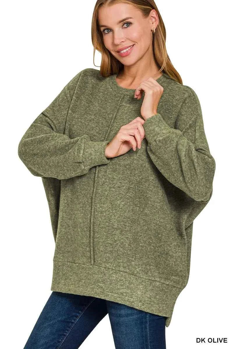 Zenana Brushed Melange Hacci Oversized Sweater