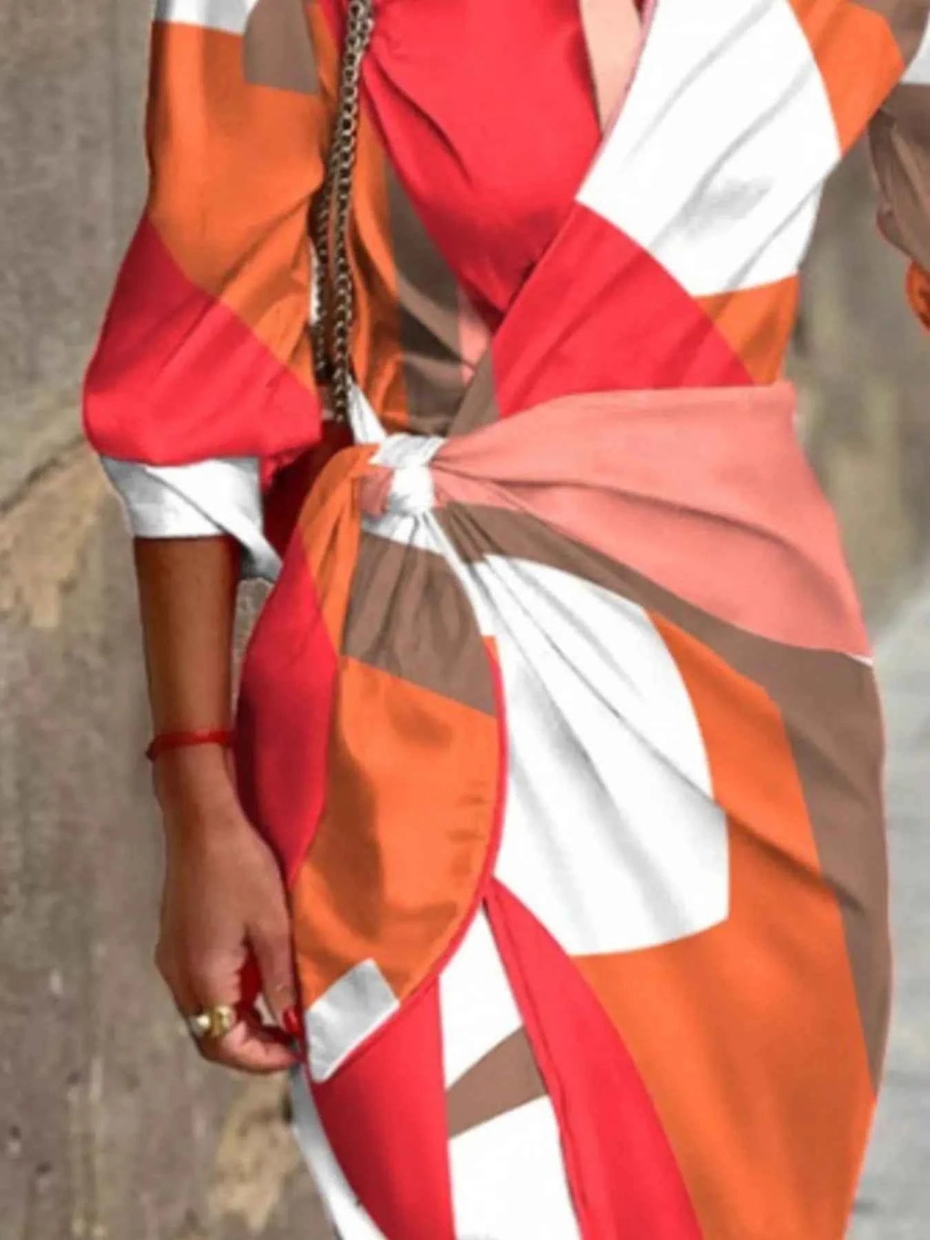 Printed Collared Neck Shirt Dress