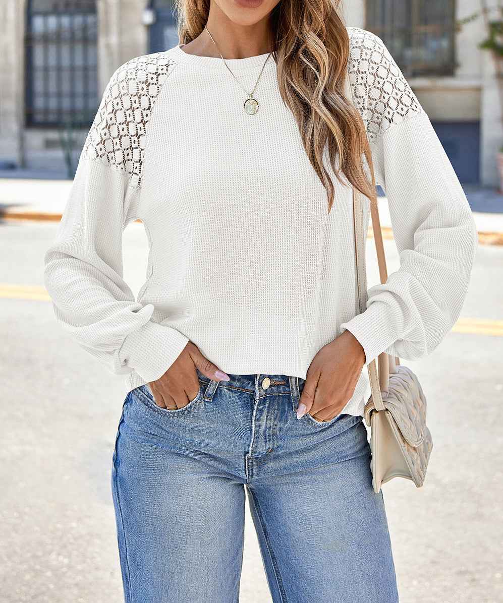 Lace Textured Pullover Women's Blouse