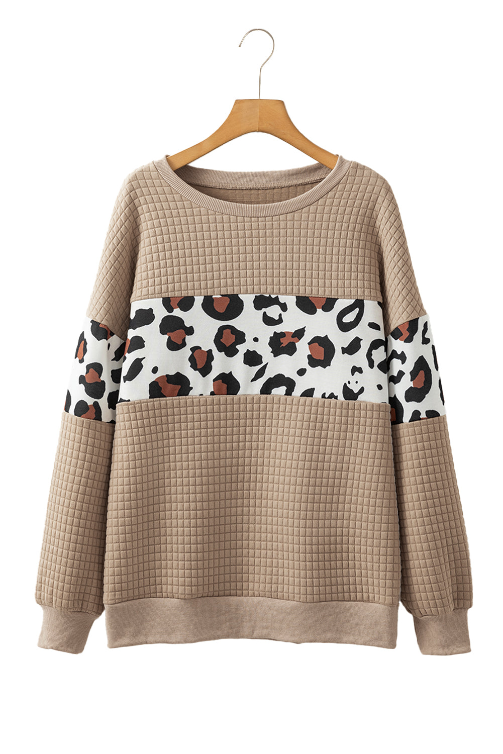 Parchment Leopard Quilted Patchwork Pullover women's r Sweatshirt - The Eggy's store