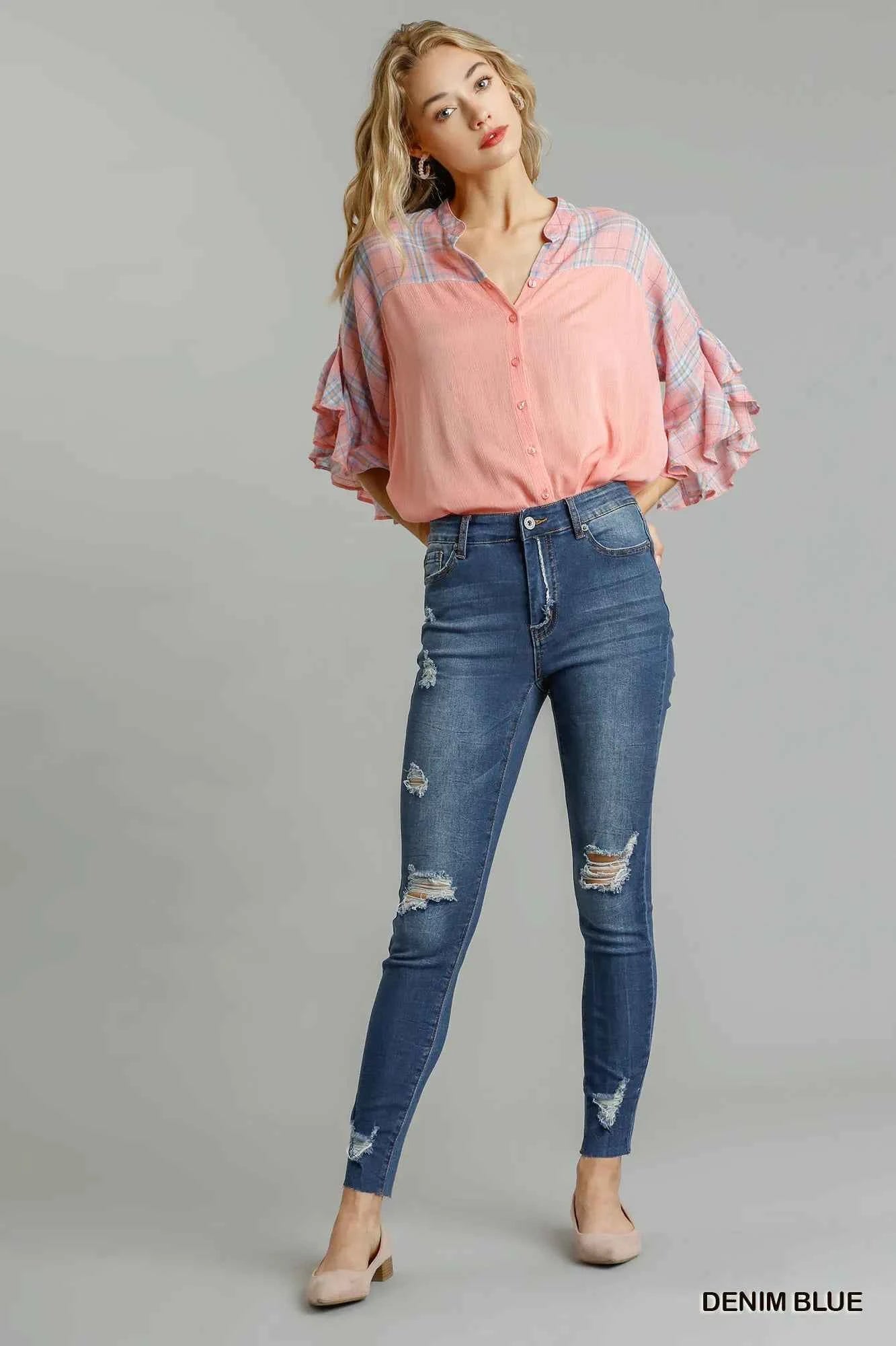 Umgee Distressed Skinny Jeans with Pockets
