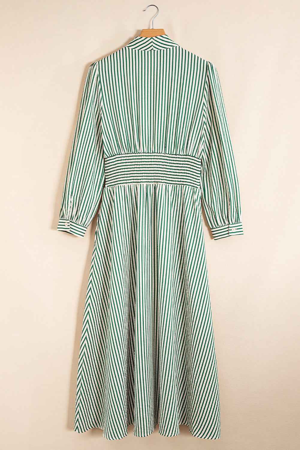 Stripe V-Neck Zip Front Midi Dress