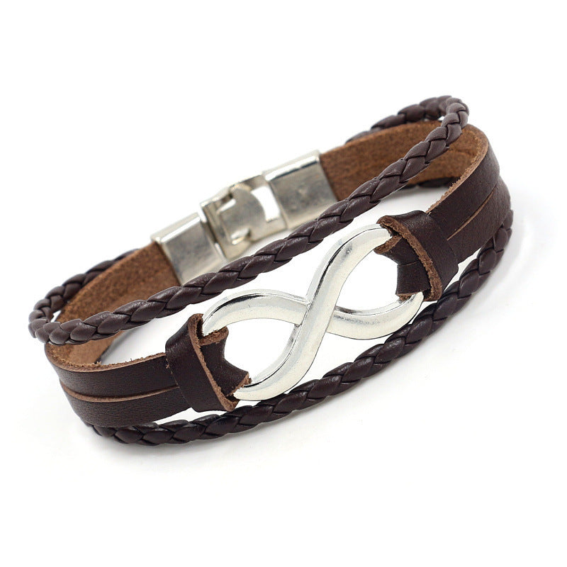 Alloy lucky figure 8 leather bracelet - The Eggy's store