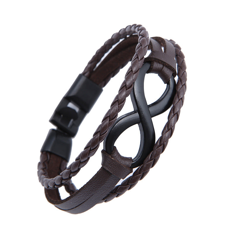 Alloy lucky figure 8 leather bracelet - The Eggy's store