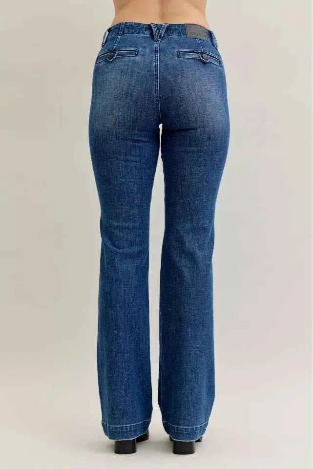 Judy Blue Full Size Mid Rise Bootcut Jeans with Welt Pockets Plus Size