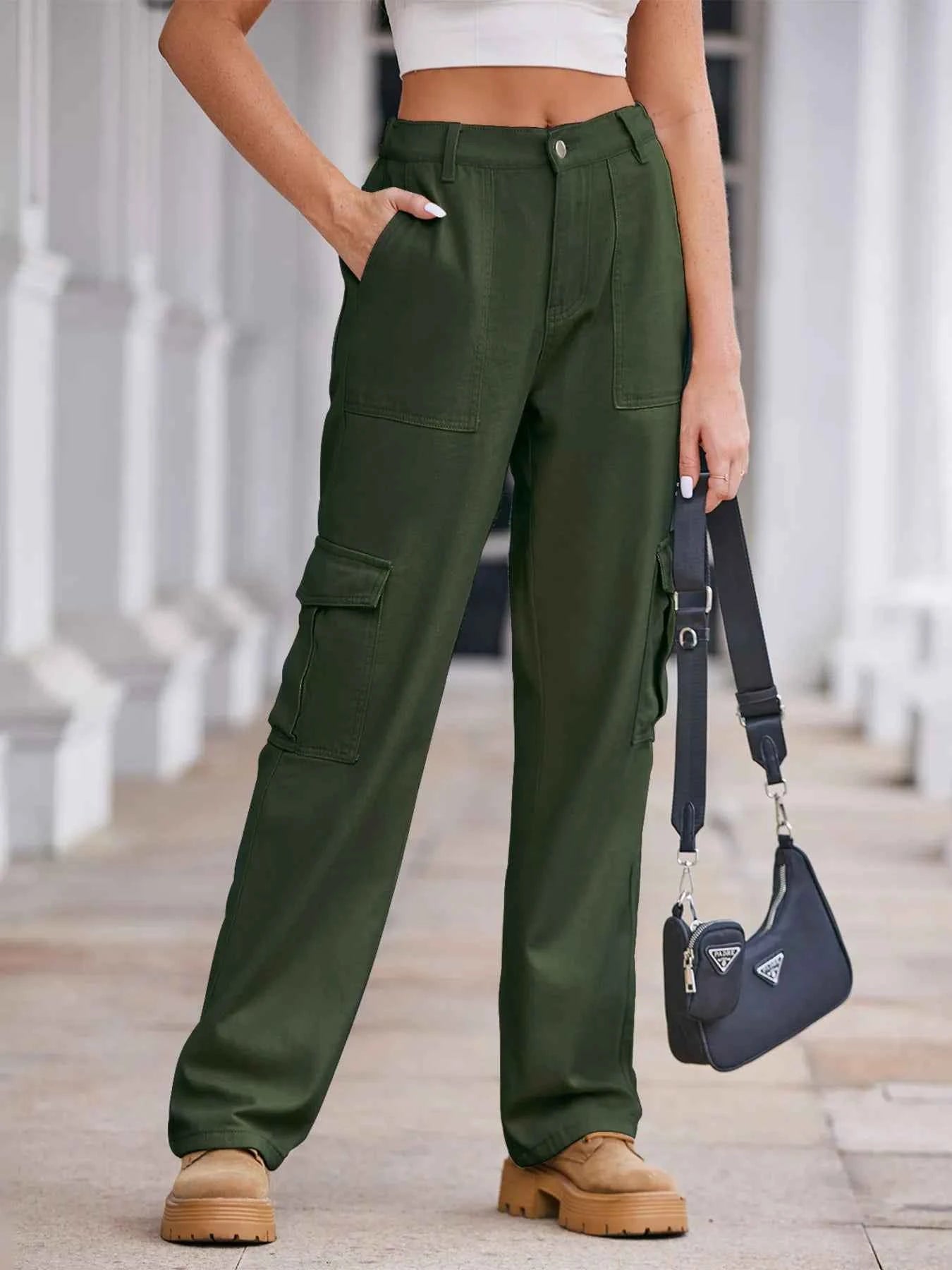 High-Waisted Cargo Jeans