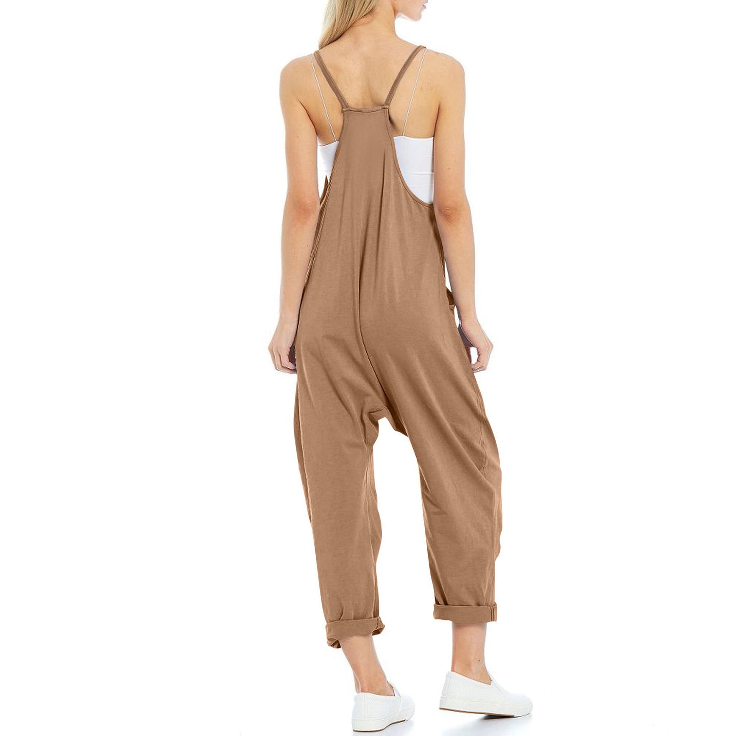 Women's Knitted One-Piece Trousers with Pocket and Spaghetti Straps - The Eggy's store