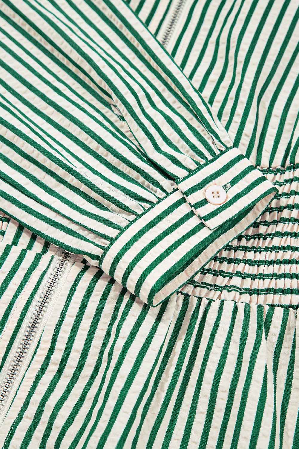 Stripe V-Neck Zip Front Midi Dress