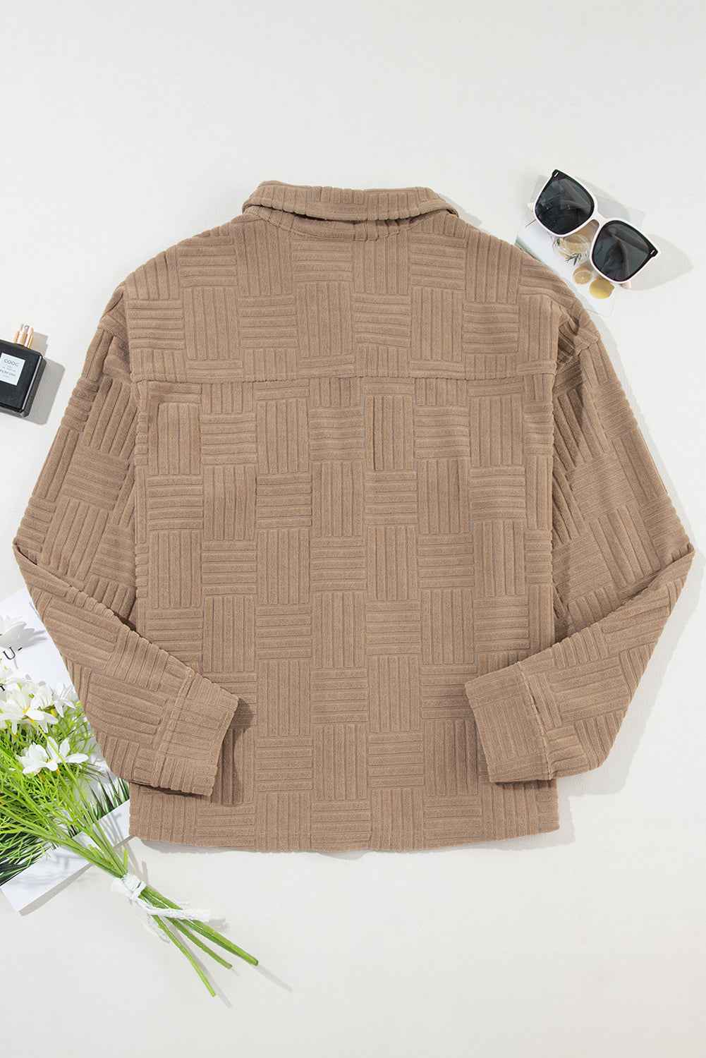 Textured Button-Up Chest Pocket Shacket