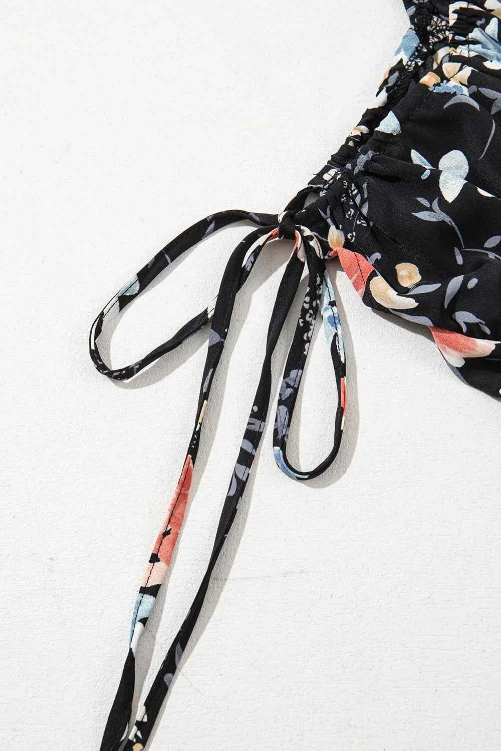 Floral Print Flounce Sleeve Midi Dress