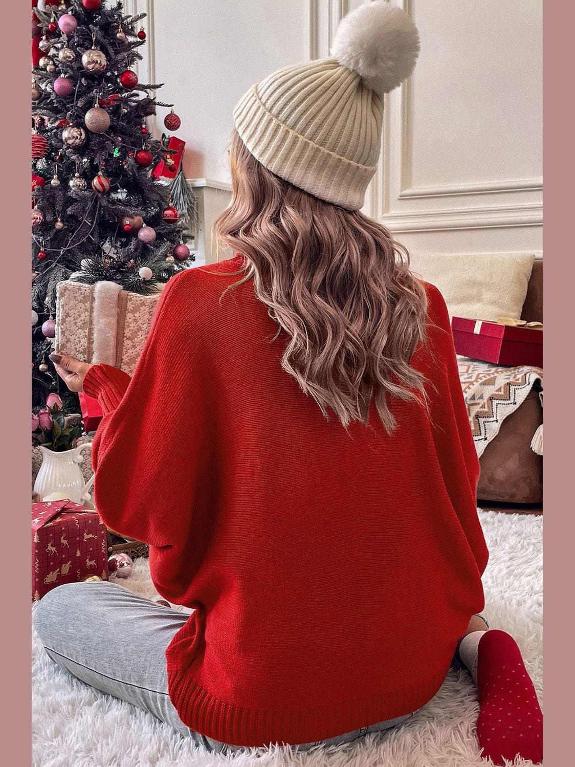 Double Take Full Size Merry Christmas Turtleneck Long Sleeve Sweater