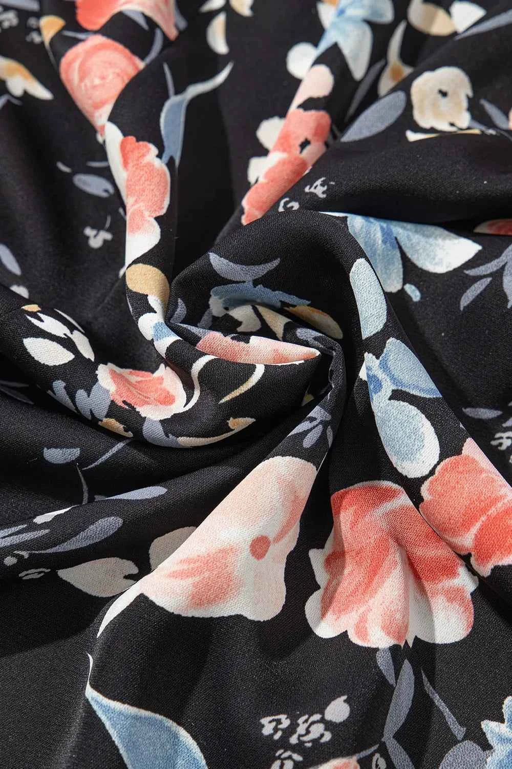 Floral Print Flounce Sleeve Midi Dress