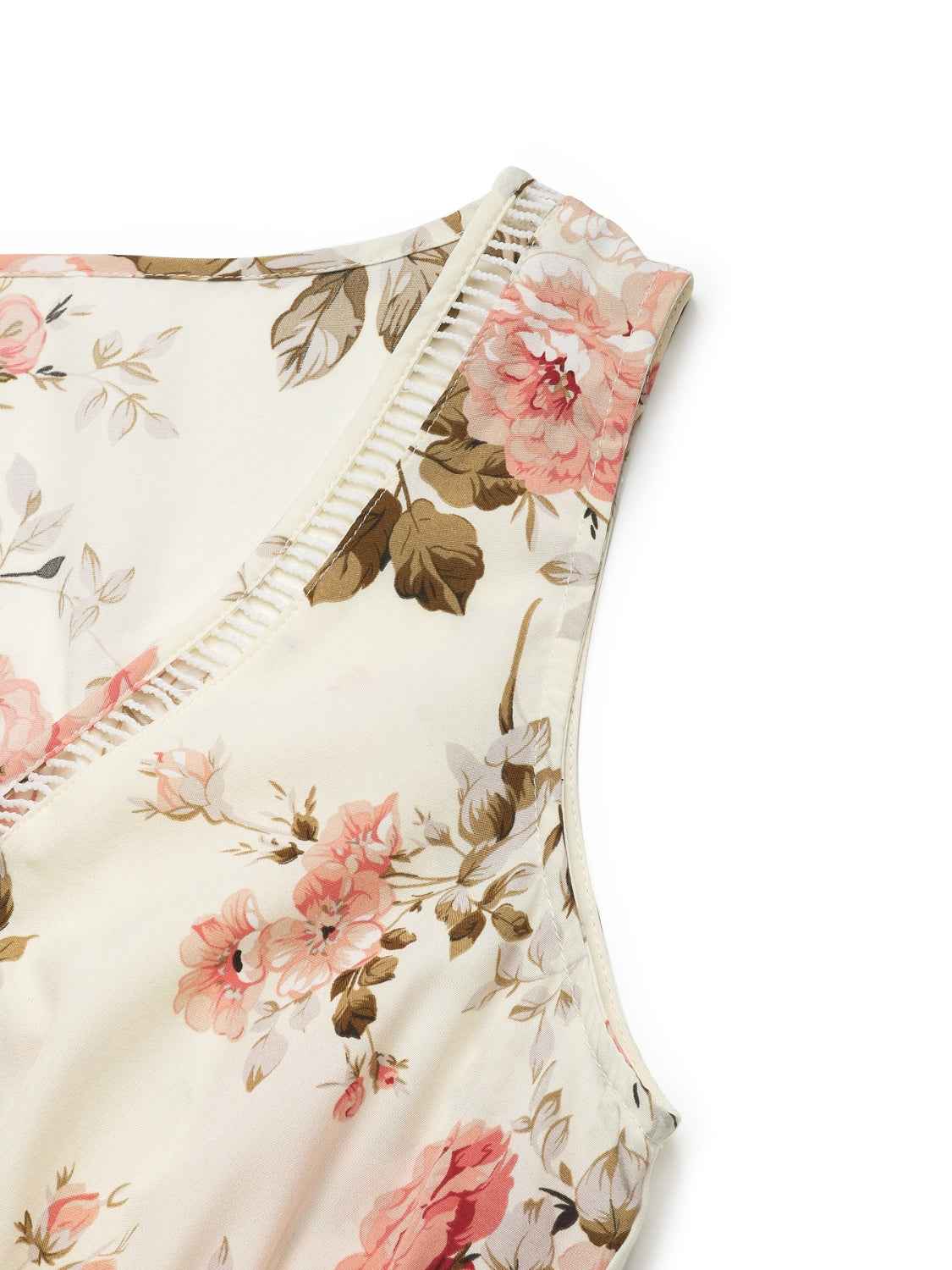 Printed Ruffled Hem V-Neck Sleeveless Dress