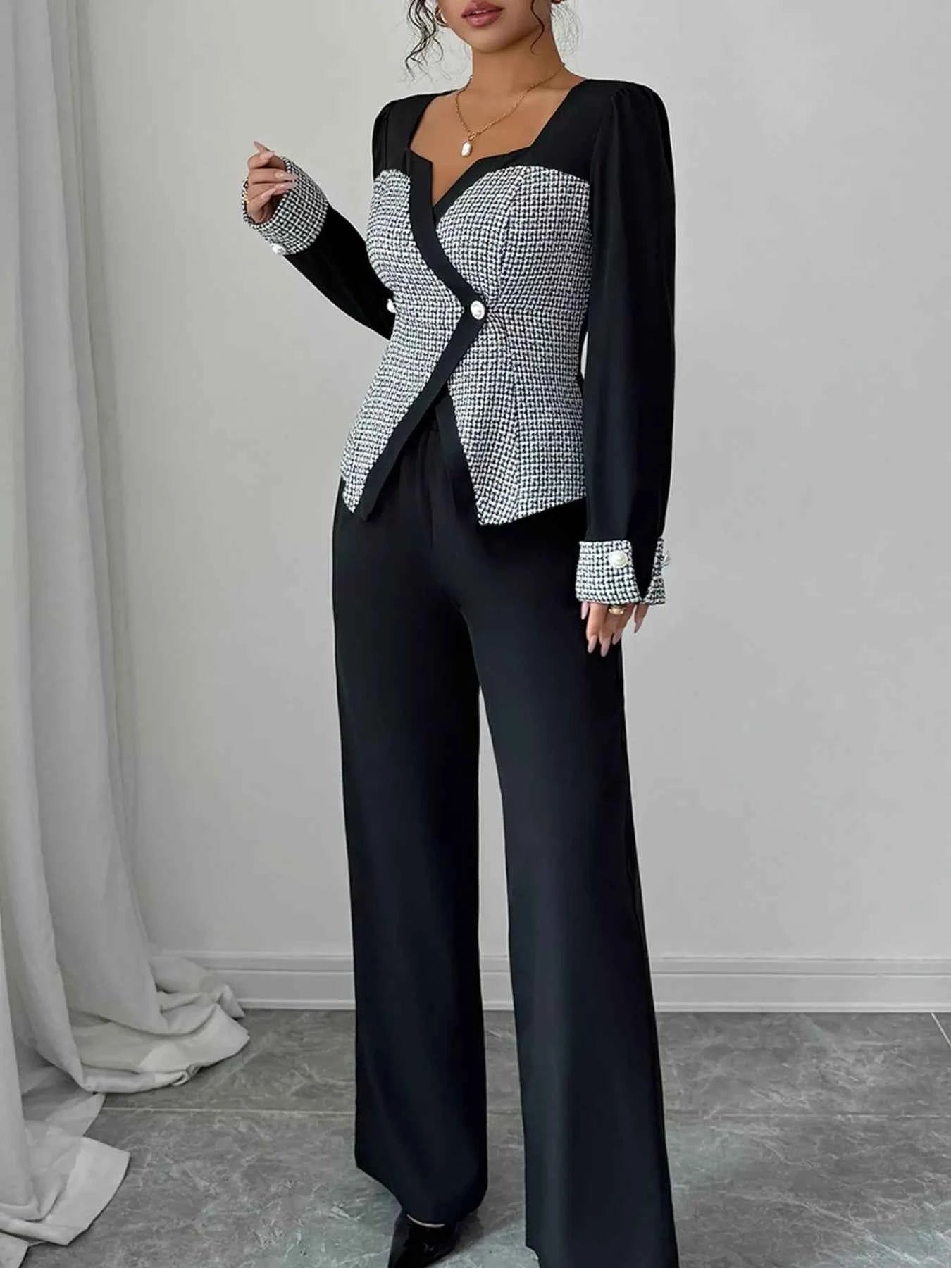 Long Sleeve Top and Wide Leg Pants Set