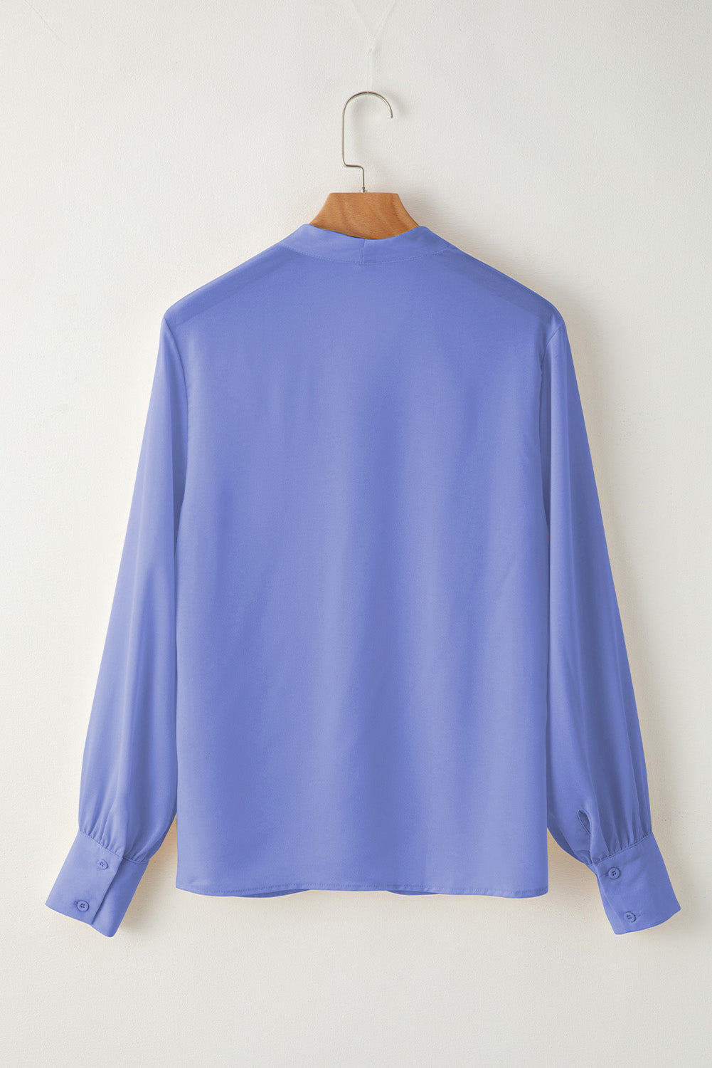 Sky Blue V-Neck Breezy Long Sleeve Blouse