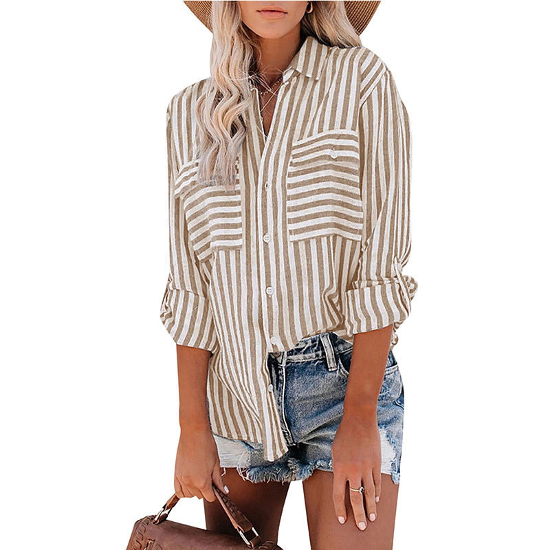 Stripe Long Sleeve Blouse - Stylish Stripe Shirt for Every Occasion - The Eggy's store
