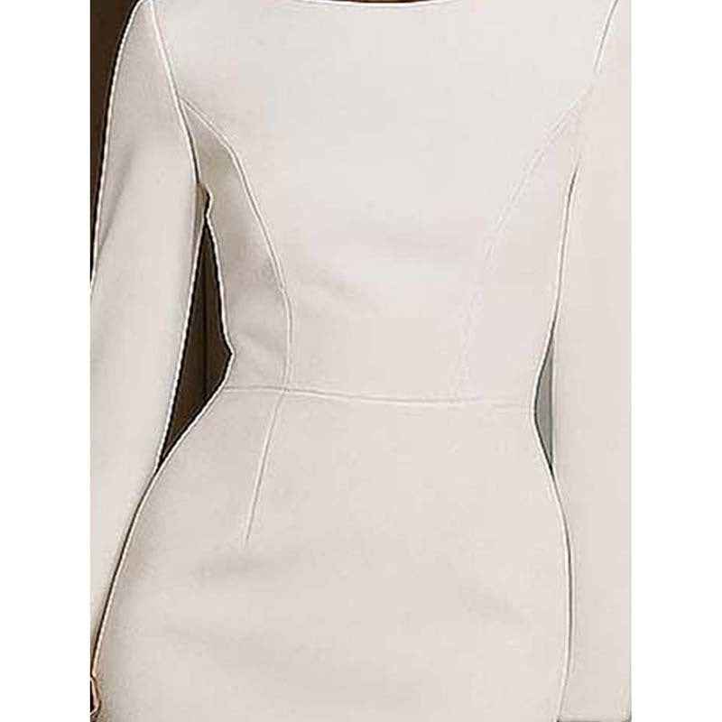 Women's Elegant Pearl Accent Bodycon Midi Dress With Sleeve Split & Back Zipper, Formal Cocktail Party Club Dress