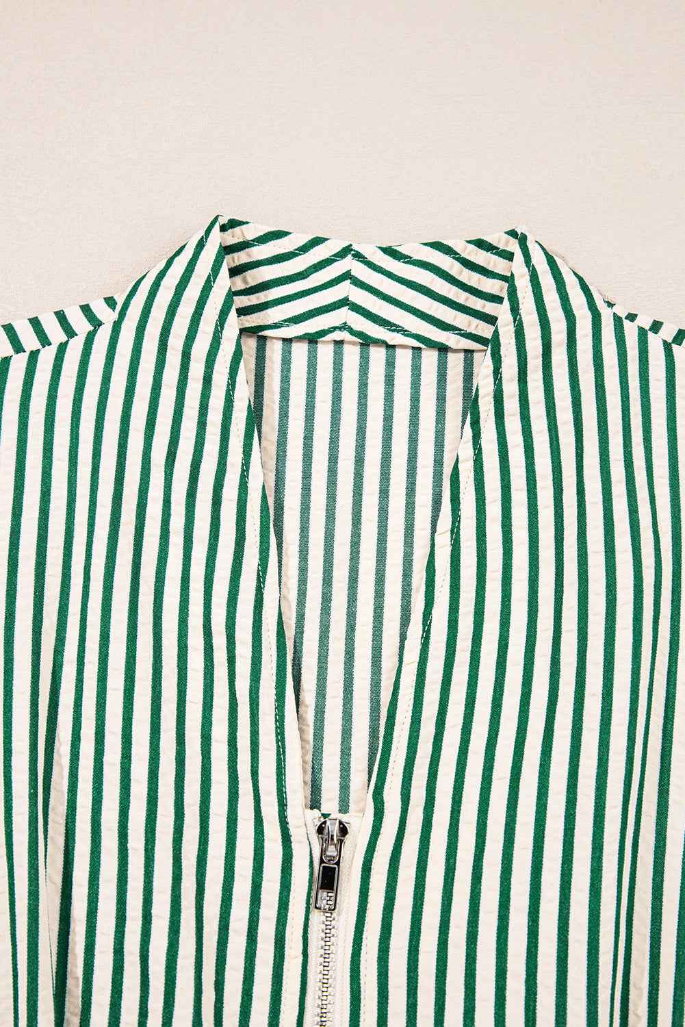 Stripe V-Neck Zip Front Midi Dress