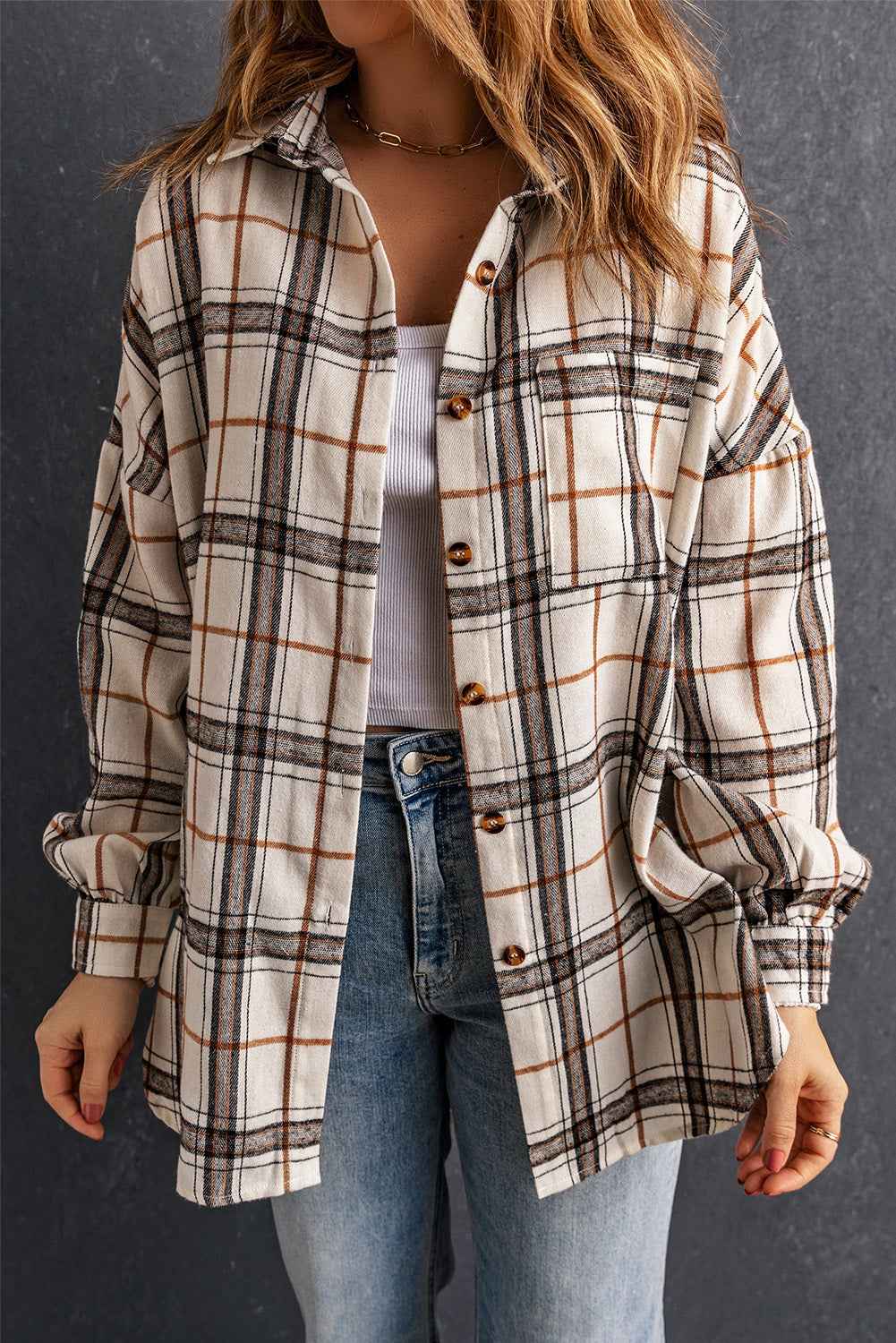 Khloe Oversized Plaid Pattern Shacket