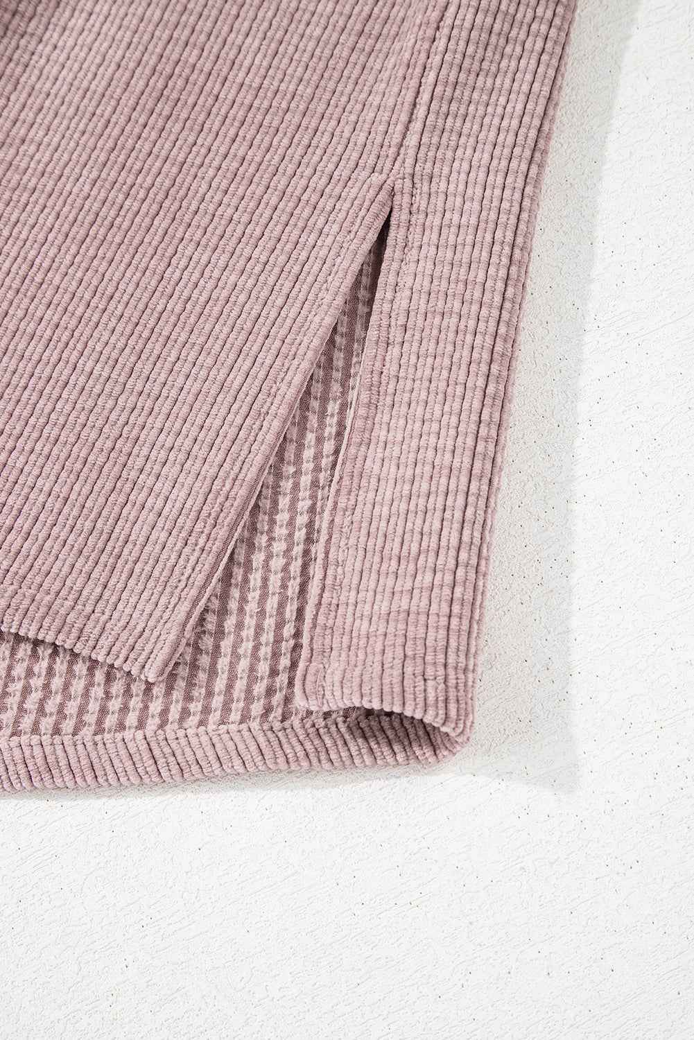 Solid Corduroy Button-Up Pocketed Shacket