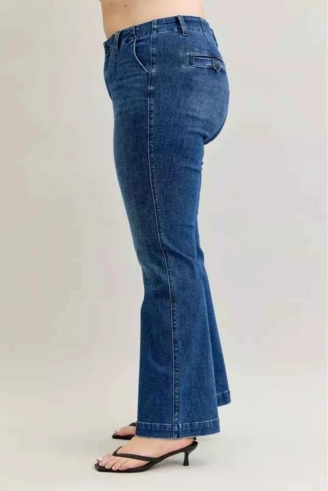 Judy Blue Full Size Mid Rise Bootcut Jeans with Welt Pockets Plus Size