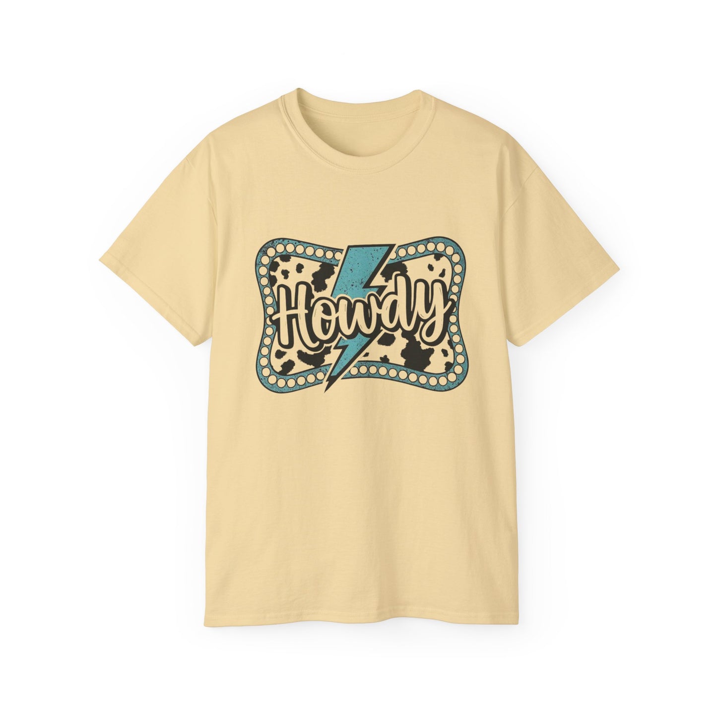 Howdy Lightning Graphic Tee - Fun Unisex Cotton Women's T-Shirt for Summer, Festivals, Casual Wear - The Eggy's store